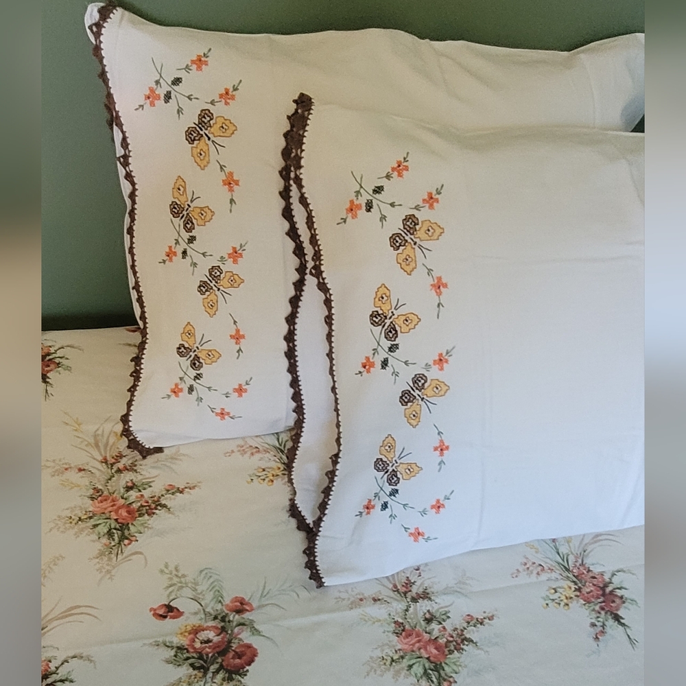 VINTAGE Single/Twin Sz Top Sheet  By Sears Roebuck & Co. W/1 Case - Picture 15 of 16